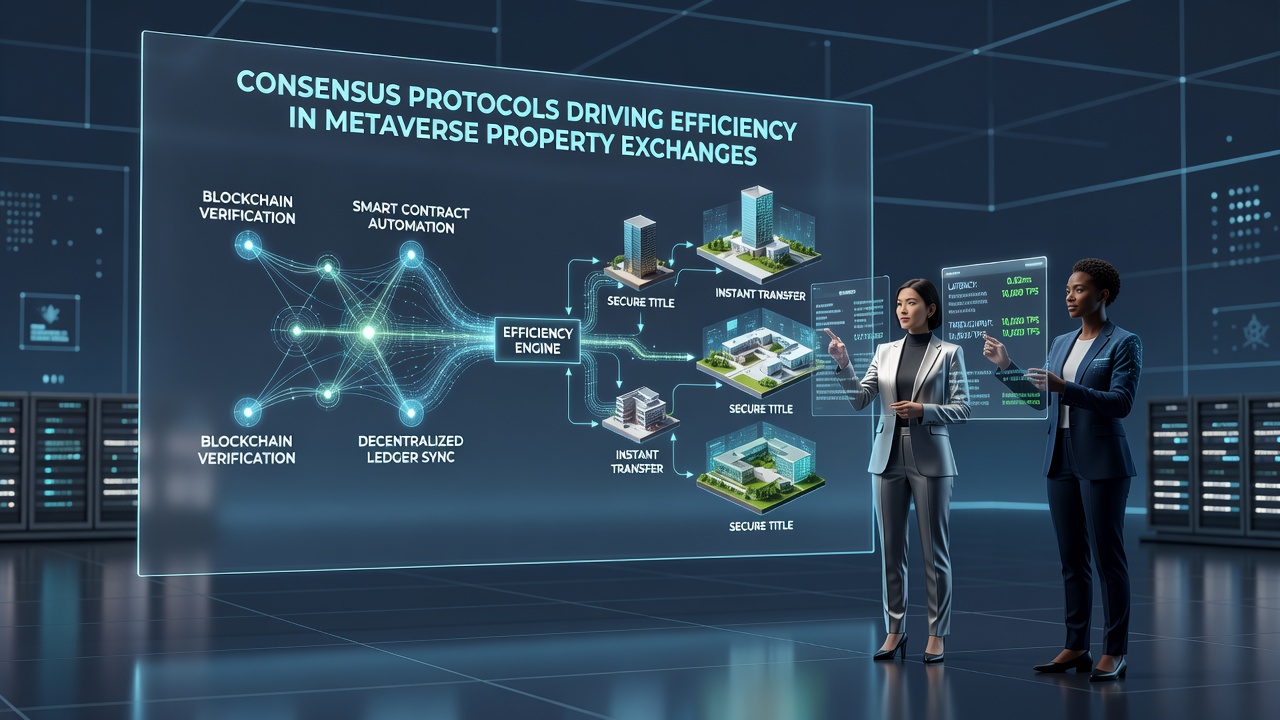Visual representation of efficient blockchain validation in virtual real estate exchanges