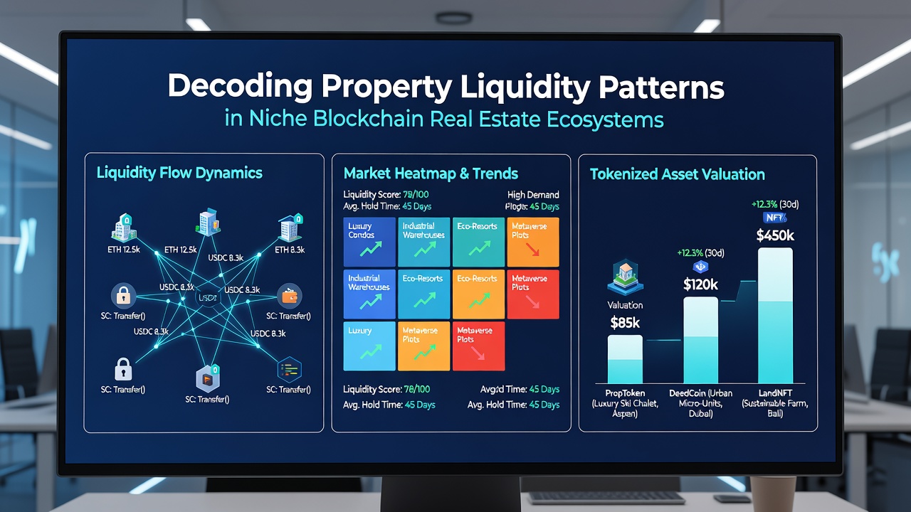 Chart displaying liquidity trends and transaction volume shifts in blockchain real estate markets during 2026